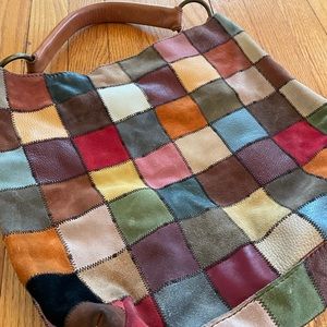 Lucky brand leather patchwork slouch shoulder bag
